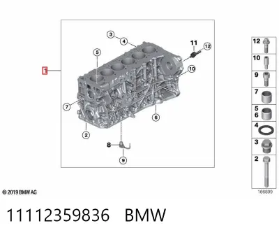 Bloque de cilindros del motor BMW 11112359836