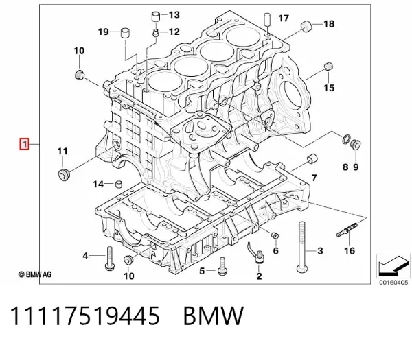Bloque de cilindros del motor 11117519445 BMW