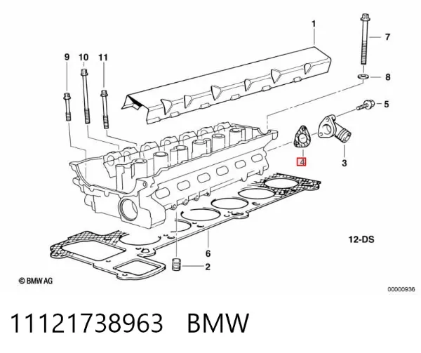 Junta de brida del sistema de refrigeración 11121738963 BMW