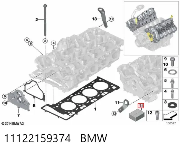 Juego de juntas superiores de motor 11122159374 BMW