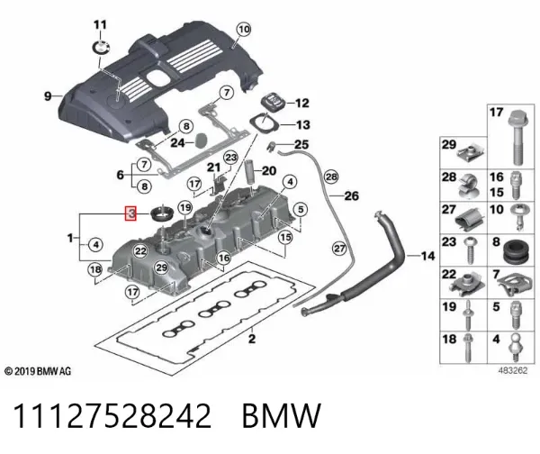 Junta de válvula de ventilación del cárter 11127528242 BMW