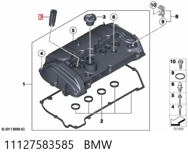 Pozo de bujía 11127583585 BMW