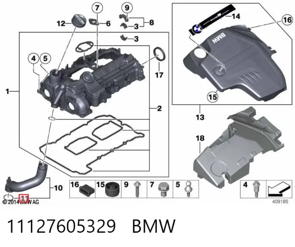 Junta de tapa del tubo de llenado de aceite 11127605329 BMW