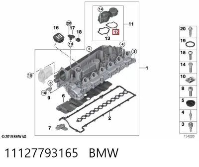 Junta de válvula de ventilación del cárter BMW 11127793165