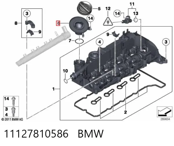 Cuello de llenado de aceite 11127810586 BMW