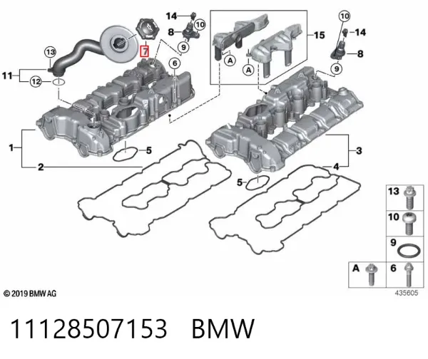 Tapa de aceite de motor 11128507153 BMW