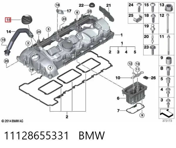 Tapa de aceite de motor 11128655331 BMW