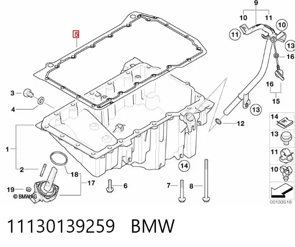 Junta del cárter 11130139259 BMW