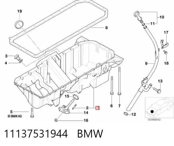 Cárter de aceite del motor 11137531944 BMW