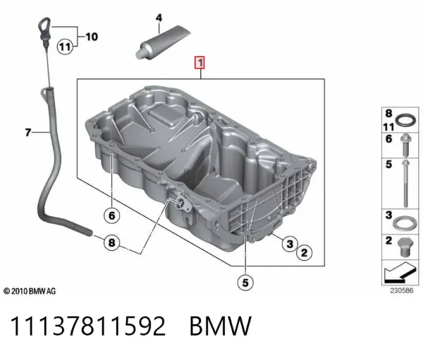 Cárter de aceite del motor 11137811592 BMW