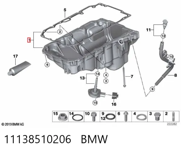 Cárter de aceite del motor 11138510206 BMW