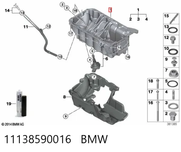 Cárter de aceite del motor 11138590016 BMW