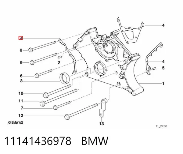 Juego de juntas, tapa frontal del motor 11141436978 BMW
