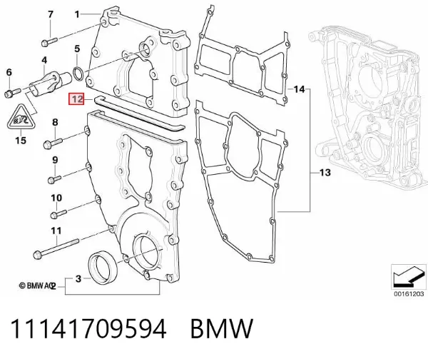 Junta de tapa frontal del motor 11141709594 BMW