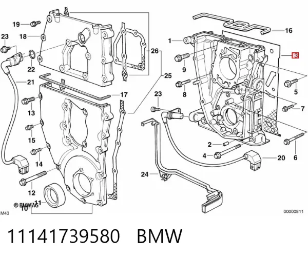 Junta de tapa frontal del motor 11141739580 BMW