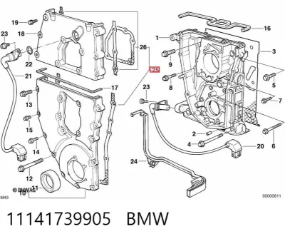 Junta de tapa frontal del motor BMW 11141739905