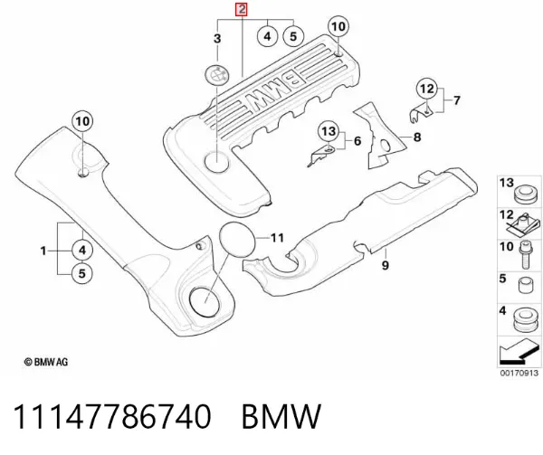 Tapa motor 11147786740 BMW