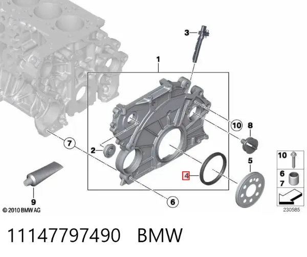 Retén de cigüeñal 11147797490 BMW