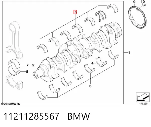 Juego de cojinetes de cigüeñal, estándar, STD 11211285567 BMW