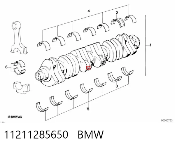 Juego de cojinetes de cigüeñal, cota de reparación (+0,50 mm) 11211285650 BMW