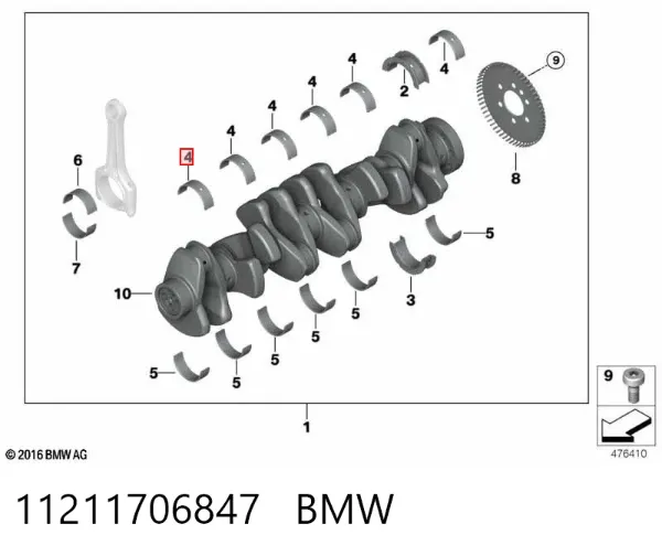Juego de cojinetes de cigüeñal, estándar, STD 11211706847 BMW