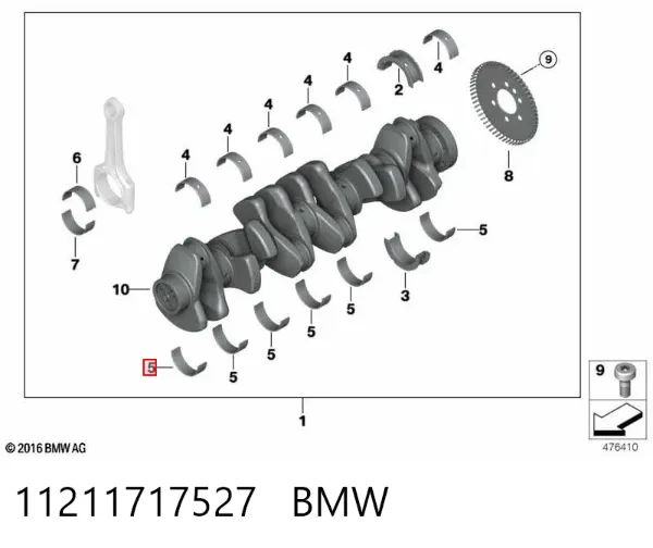 Juego de cojinetes de cigüeñal, estándar, STD 11211717527 BMW