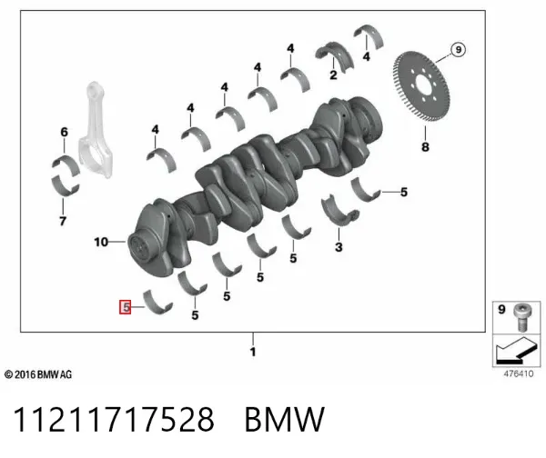 Juego de cojinetes de cigüeñal, estándar, STD 11211717528 BMW