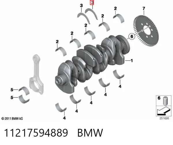 Arandela de empuje superior del cigüeñal 11217594889 BMW