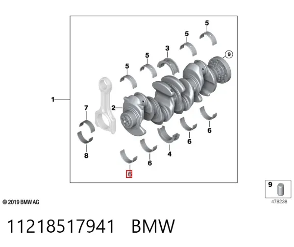 Juego de cojinetes de cigüeñal, estándar, STD 11218517941 BMW