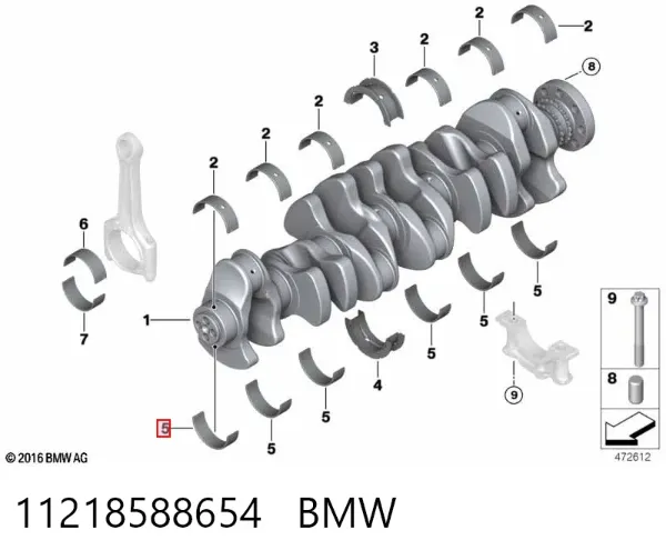 Juego de cojinetes de cigüeñal, cota de reparación (+0,25 mm) 11218588654 BMW