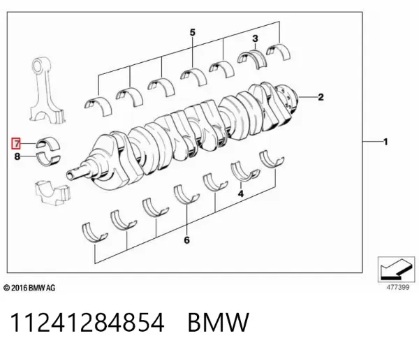 Juego de cojinetes de biela, cota de reparación (+0,50 mm) 11241284854 BMW