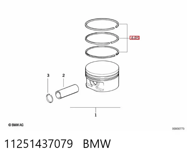 Juego de aros de pistón para motor, sobremedida (+0,25 mm) 11251437079 BMW