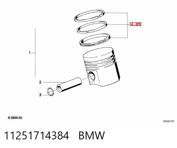 Juego de aros de pistón para motor, sobremedida (+0,25 mm) 11251714384 BMW