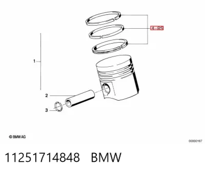 Juego de aros de pistón para motor, sobremedida (+0,25 mm) BMW 11251714848