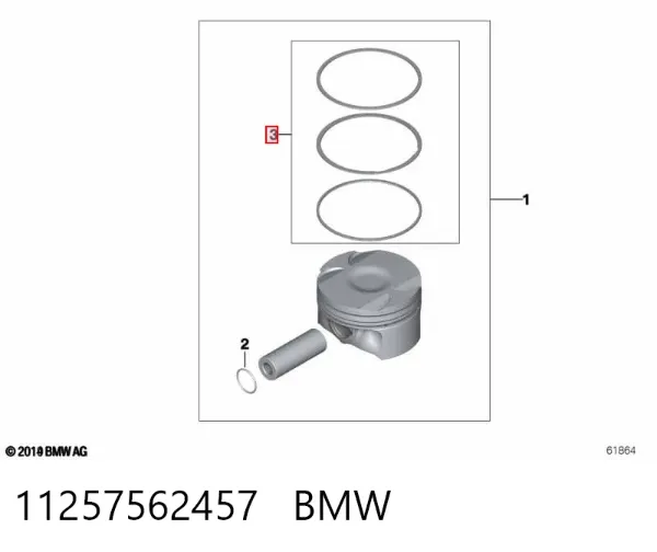 Aros de pistón para 1 cilindro, STD 11257562457 BMW