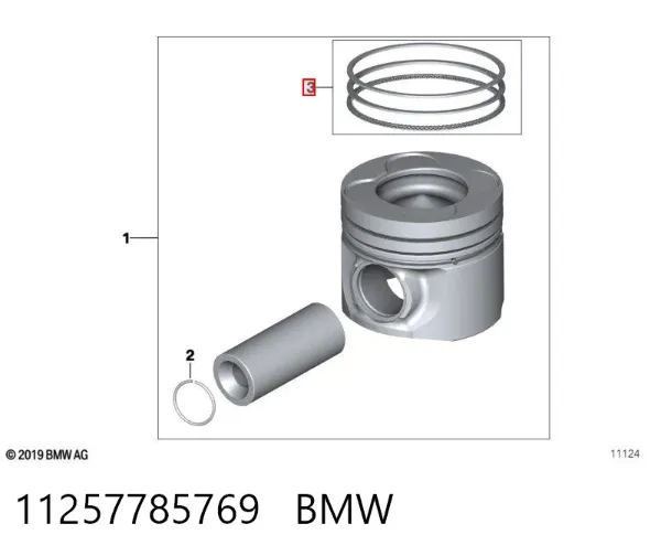 Juego de aros de pistón para motor, sobremedida (+0,25 mm) 11257785769 BMW