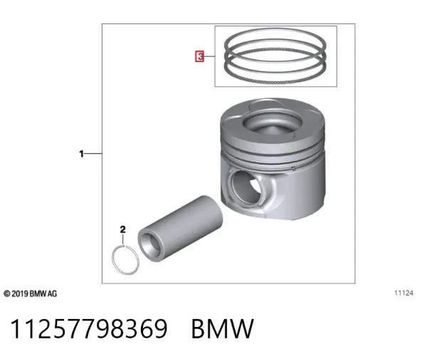 Aros de pistón para 1 cilindro, STD 11257798369 BMW