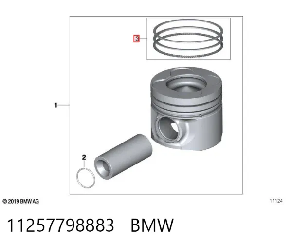 Juego de aros de pistón para motor, sobremedida (+0,25 mm) 11257798883 BMW