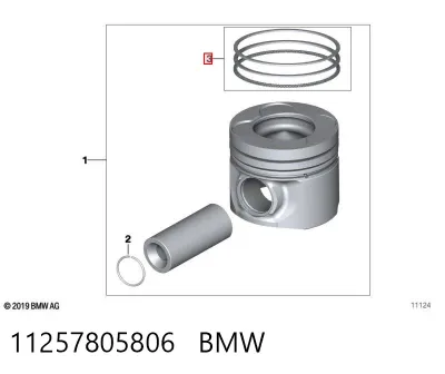 Juego de aros de pistón para motor, sobremedida (+0,25 mm) BMW 11257805806
