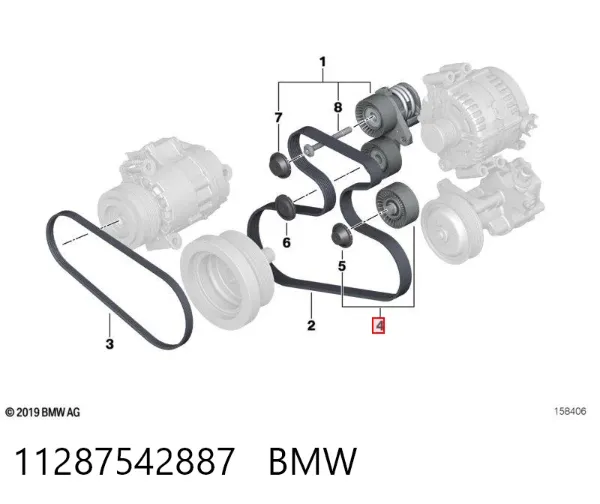 Polea inversión / guía, correa poli V 11287542887 BMW