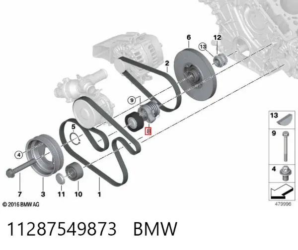 Tensor de correa poli V 11287549873 BMW