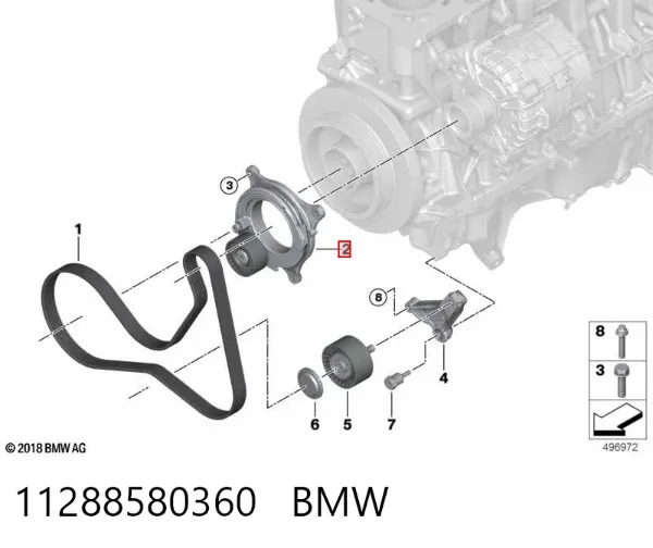 Tensor de correa poli V 11288580360 BMW