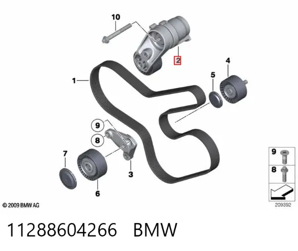Tensor de correa poli V 11288604266 BMW