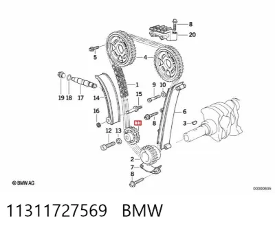 Engranaje tensor de la cadena de distribución BMW 11311727569