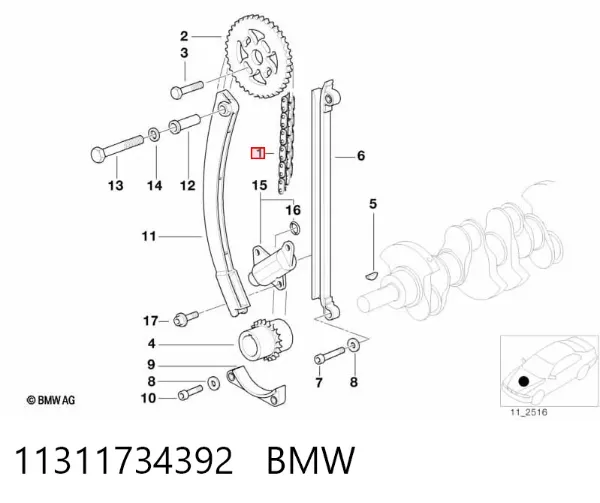 Cadena de distribución 11311734392 BMW