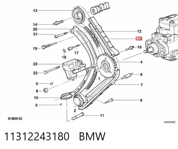 Tensor superior de la cadena de distribución 11312243180 BMW