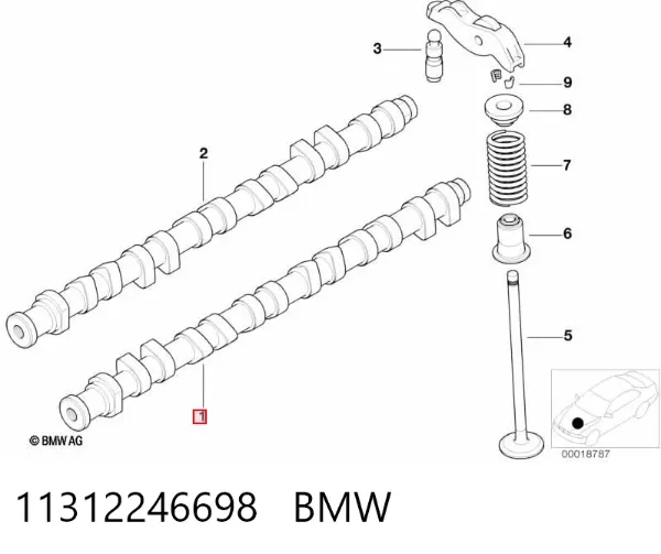 Árbol de levas de entrada 11312246698 BMW