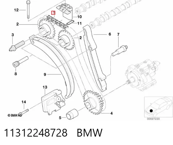 Cadena de distribución superior 11312248728 BMW
