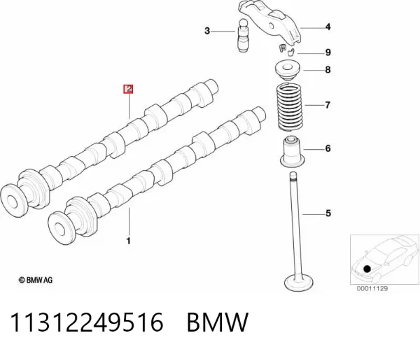 Árbol de levas de escape 11312249516 BMW
