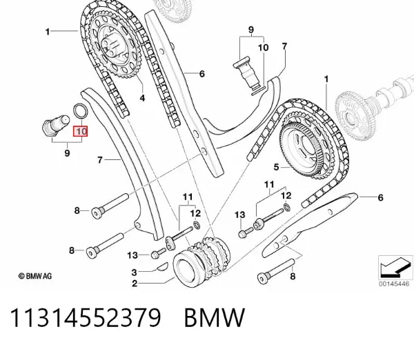 Junta del tensor de la cadena de distribución 11314552379 BMW